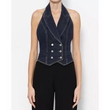 Polar Dior Galliano Stage Denim Vest Gilet Holder Neck Dior Women Rare Luxury De picture