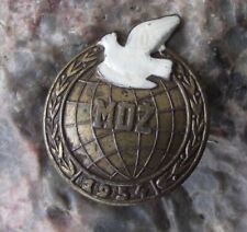 1954 International Womens Day MDZ White Dove of Peace World Earth Pin Badge picture