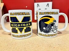 TWO Michigan National Championship 15oz. Coffee Mugs w/FREE Shipping Go Blue picture