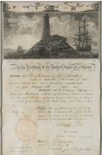 Exceptionally Rare George Washington Scallop Top Ship Passport as President 1796 picture
