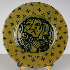 Bjørn Wiinblad Signed Art Pottery Plate 12” c.1945 Early Danish Modern Studio picture