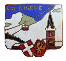 Rare 1940s Val d'Isere Enamel Ski Badge Solaise Cable Car France picture