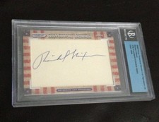 2009 LEAF RAZOR CUT SIGNATURE HISTORICAL HEROES RICHARD NIXON AUTO AUTOGRAPH picture