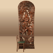 Huge Hand-Carved Wooden Krishna Statue – Traditional Hindu Decor – 111” Rare VTG picture