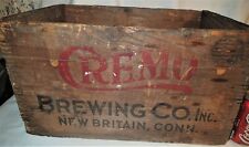 ANTIQUE CREMO BEER BREWING CO USA WOOD BOTTLE SIGN ART BOX CRATE TAX STAMP CONN picture