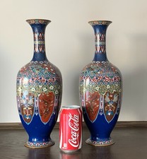 Huge Pair of Japanese cloisonne vases, Meiji period hexagonal, 37.5cm; 333 picture