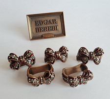 New Edgar Berebi Red Bow with Crystals Set of 5 Napkin Rings picture