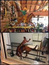 RARE Vintage Las Vegas Boulder Club Casino Mirrors Hand Painted Western Cowboy picture