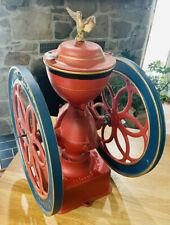 Antique 1873 Large Coffee Grinder Cast Iron Wheels Enterprise Philadelphia Red picture