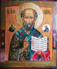 ANTIQUE 19C HAND PAINTED RUSSIAN ICON OF ST.NICHOLAS YAROSLAVL SCHOOL RARE picture