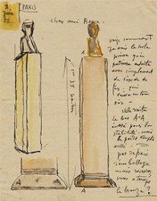 Antoine BOURDELLE. Signed Autograph Letter. Bronze sound drawing and bases picture