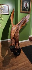 6' Tall, 5' Wide, Hand Carved Wooden Eagle, Capturing an Anaconda. picture