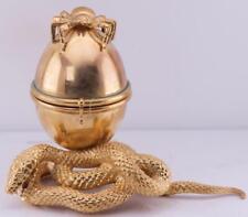 Antique Easter Egg Clock French Gilt Bronze Verge Fusee Snake Spider Figurine picture