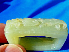 RARE EXOTIC Deco Antique old Green Gray Color Jade Sword Slide Guard Fitting picture