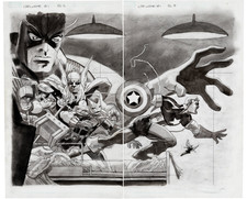 Tim Sale Original Art Captain America White #1 Double Page Splash Pages 2 & 3 picture