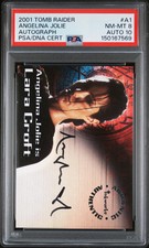 2001 Inkworks Tomb Raider Autograph Angelina Jolie AS Croft #A1 PSA 8 Auto 10 picture