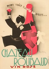 Original Art Deco Poster, Leon Dupin, Chateau Roubaud Rosé Wine, Nîmes, 1931 picture