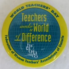 VINTAGE WORLD TEACHERS DAY PIN PINBACK BUTTON             (INV13302) picture