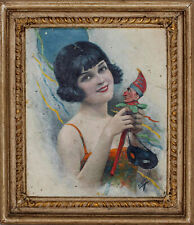 Very unusual Oil Painting by illustrator/artist Leonard Linsdell Tuck-Postcards picture