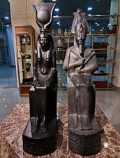 Isis and Osiris Statue Set Museum Reproduction Black Polyester Replica picture