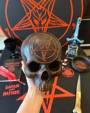 Baphomet Skull Anton LaVey Satanic Altar Decor Occult Sigil Leviathan Statue picture