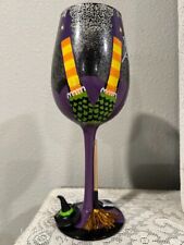 Lolita Handpainted Wine Glass 15 oz Halloween Wicked Witch the 7th Drink Recipe picture