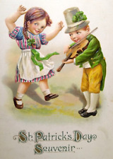 St Patrick's Day Postcard Souvenir John Winsch 1914 Children With Violin Fiddle picture