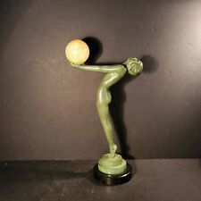 Max Le Verrier Art Deco Sculpture Lady With Ball approx 13