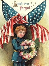 C.1910 Clapsaddle Patriotic Flags Civil War Kid Wreath Postcard P134 picture