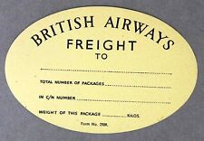 BRITISH AIRWAYS ORIGINAL VINTAGE 1930'S AIRLINE FREIGHT LUGGAGE LABEL BUFF picture