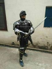 Medieval Knight Black Suit of Armor Combat Full Body Armour Halloween Party picture