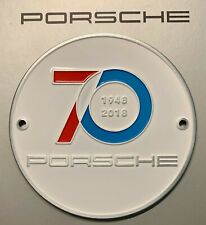 GENUINE PORSCHE GRILL BADGE 70 YEARS 1948 - 2018 WHITE TOGETHER DAY RARE NEW picture