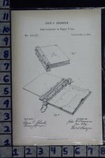 1871 SHANNON PERRYSBURG OHIO PAPER FILE OFFICE BINDER TOOL PATENT LITHO 121671 picture