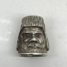 GENUINE ANTIQUE FABERGE RUBY PEASANT HEAD SEWING THIMBLE RUSSIAN IMPERIAL SILVER picture