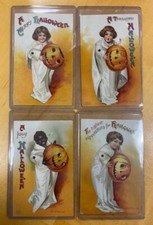 Postcard Halloween MECHANICAL Ghost JOL Head Complete Set Clapsaddle picture