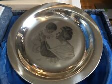 FRANKLIN MINT STERLING SILVER 1973 MOTHERS DAY PLATE MOTHER AND CHILD 198.5 GRAM picture