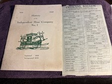 1818-1948 History of the Independent Hose Company Frederick Md With Ballot picture