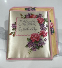 Vintage Rust Craft Mothers Day Puffed Satin 3 page Flowers Card in Box 100M 2-2 picture