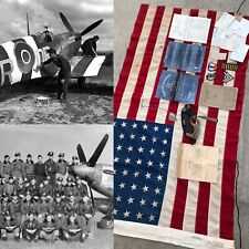 WWII 370th Fighter Gp. Michael Lariccia D-Day, Normandy, France Relic Flag Lot picture
