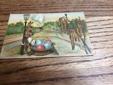 ANTIQUE RARE E.B.N.Y. EMBOSSED Post Card Easter Greetings GERMANY COOL RABBIT  picture