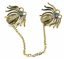 Vintage 1940’s Rhinestone Gold Bug Insect Spider Chatelaine Brooch Sweater Guard picture