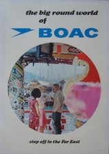 BOAC STOP OFF IN THE FAR EAST 1966 Travel Airlines poster 20x30 LINEN NM picture