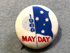 1968 AUSTRALIA MAY DAY Pinback Button World Peace Friendship. picture