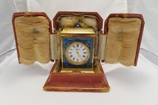 CARTIER VINTAGE DESK CLOCK MINUTE REPEATER 18K GOLD WITH BLUE CLOISONNE ENAMEL  picture