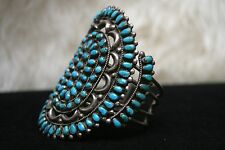 Rare Gem Grade Lone Mountain Turquoise Zuni Cluster Ingot Bracelet picture