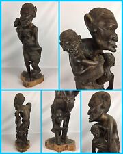 Authentic Hand Carved AFRICAN Ebony Wood Tribal Statue FATHER’S LOVE - Stunning picture