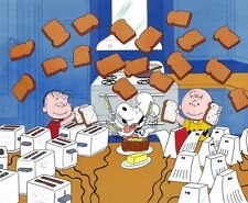 PEANUTS Charlie Brown Thanksgiving Toast Lt Ed 50 Animation Cel + Signed Print picture