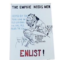 WW2 Poster Print Art WWII vtg Wall Empire Lion Needs Men Pat Thompson signed 508 picture