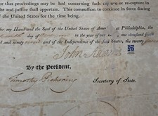 JOHN ADAMS EXCEEDINGLY-RARE PRIVATEER’S COMMISSION SIGNED QUASI-WAR FRANCE 1799 picture