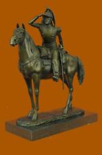 Bronze Sculpture Marble Base Mounted Cavalryman. Military bronze figure Gift picture